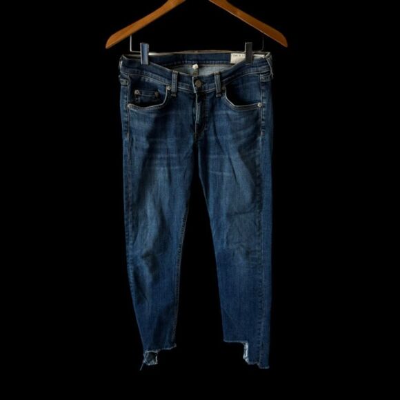 Rag & Bone Hampton Mid Rise Cropped Raw Hem Jeans Sz 28 - Picture 2 of 8